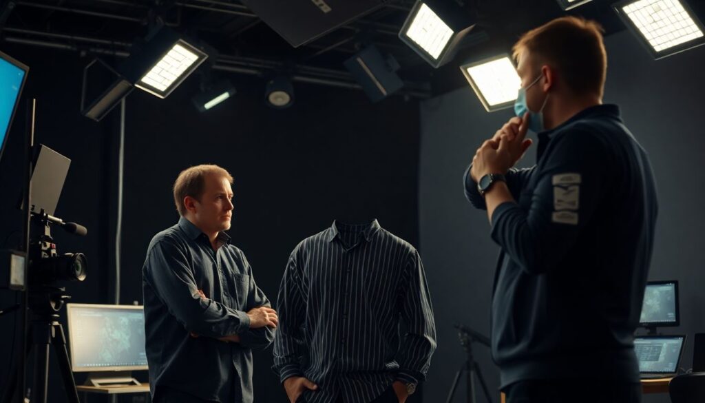 Разбор стилистики костюмов на съемках - иллюстрация